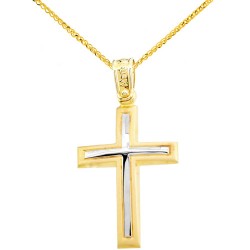 Χρυσός σταυρός Κ14 με αλυσίδα